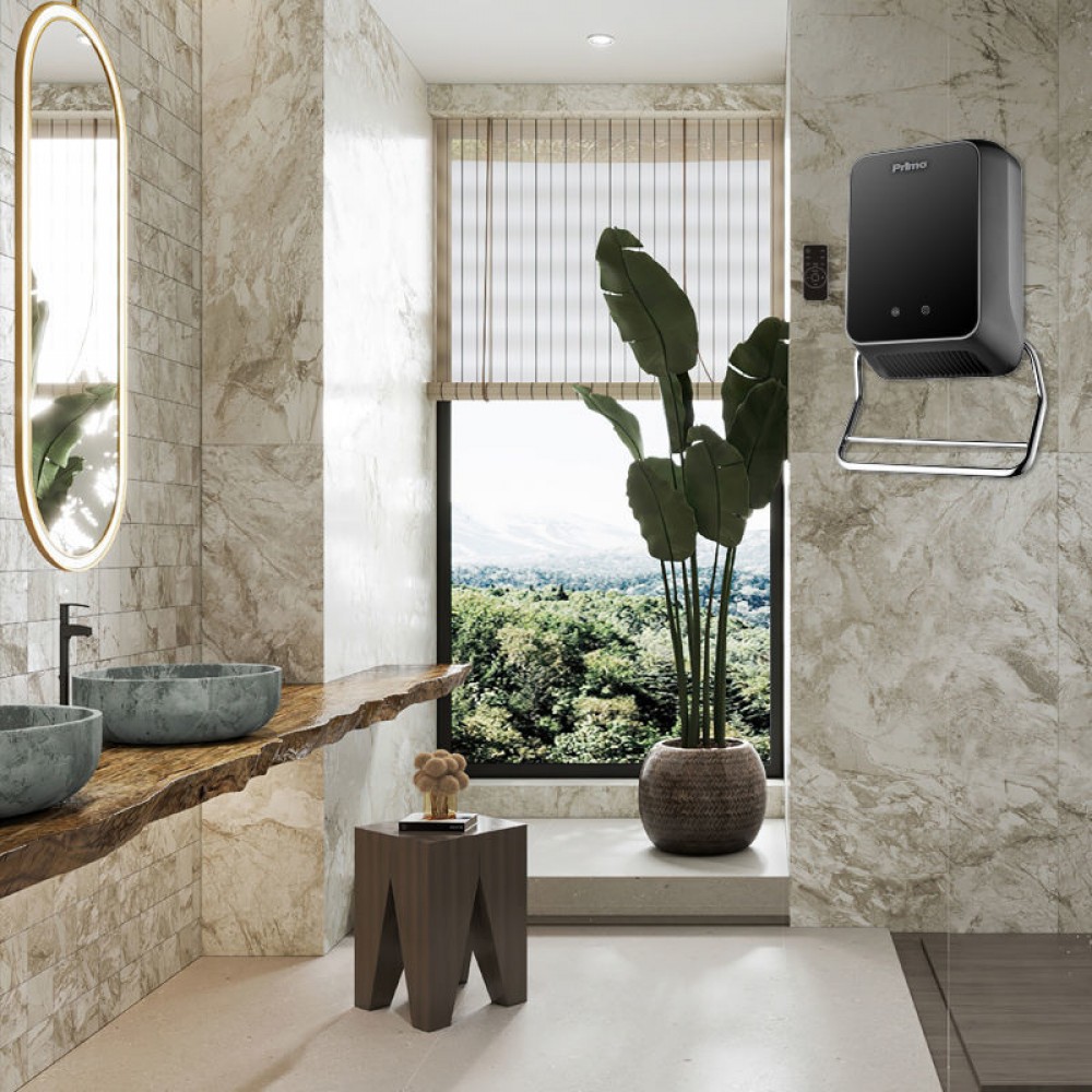 Αερόθερμο Μπάνιου Τοίχου Primo PRBH-81122 2000W Μαύρο, με IP23, Τηλεχειριστήριο, RESP-810122