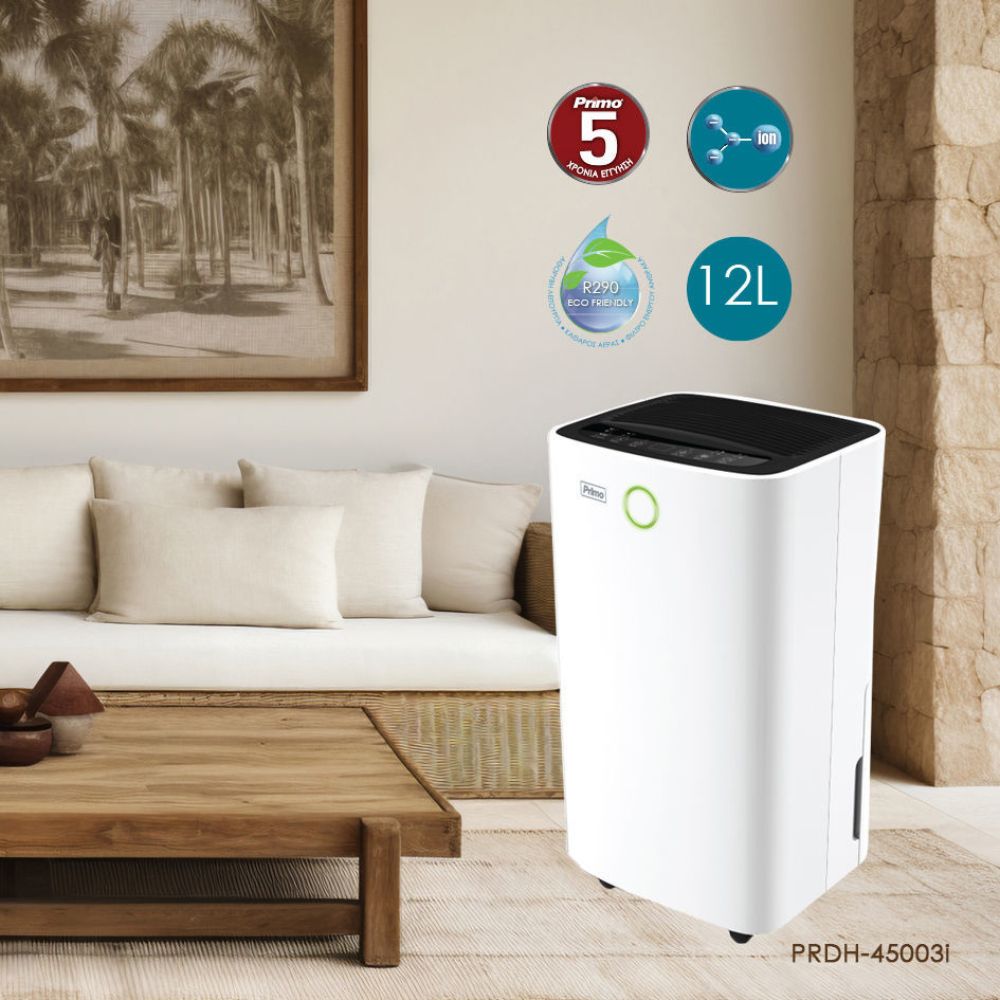Αφυγραντήρας Primo PRDH-45003i, 12L, Αθόρυβος 36dB, Ιονιστής, Στέγνωμα Ρούχων - RESP-450003