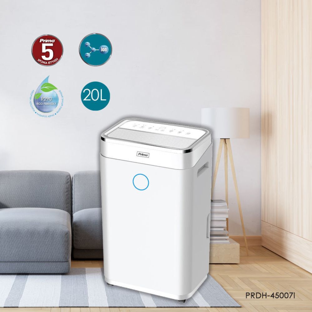 Αφυγραντήρας Primo PRDH-45007i 20L, Ιονιστής, Φίλτρο Ενεργού Άνθρακα, για 100 τ.μ. - RESP-450007