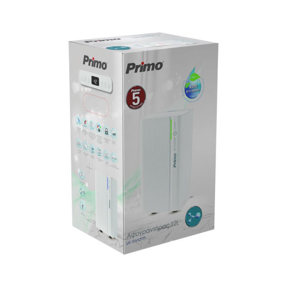 Αφυγραντήρας Primo PRDH-45020i 12L, Αθόρυβος 38dB, Ιονιστής, Φίλτρο Ενεργού Άνθρακα, για 60 τ.μ. - RESP-450020