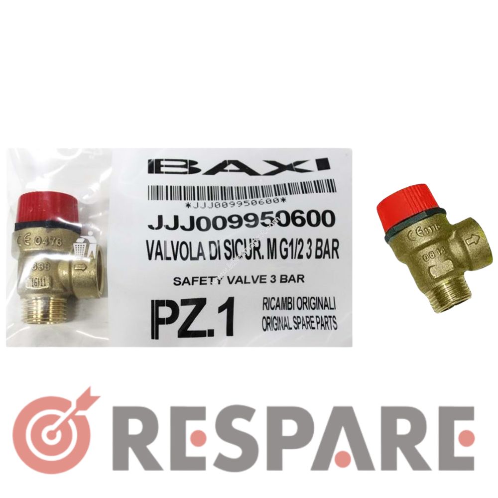 Βαλβίδα Ασφαλείας BAXI | 3 Bar | 1/2'' - 1/2'' | 9950600, RESP-9950600