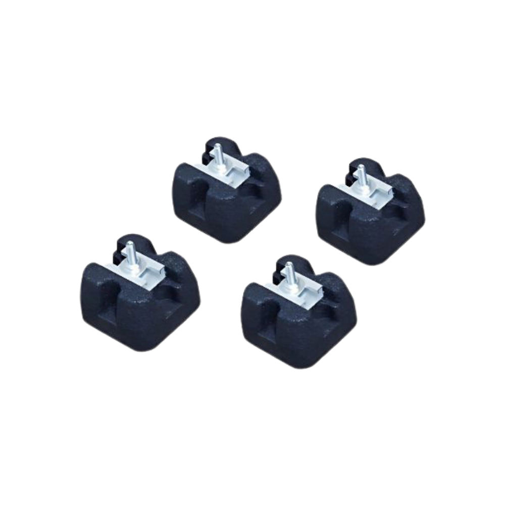 Σετ αντικραδασμικών βάσεων δαπέδου από καουτσούκ της HeatMax για εξωτερικές μονάδες αντλιών θερμότητας και κλιματισμού.