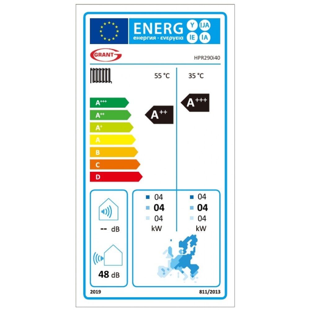 Μονοφασική αντλία θερμότητας αέρος-νερού Grant Aerona 290 4kW Monobloc, τεχνολογίας Inverter με οικολογικό ψυκτικό υγρό R290.